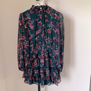 Express Teal Floral Dress Size S